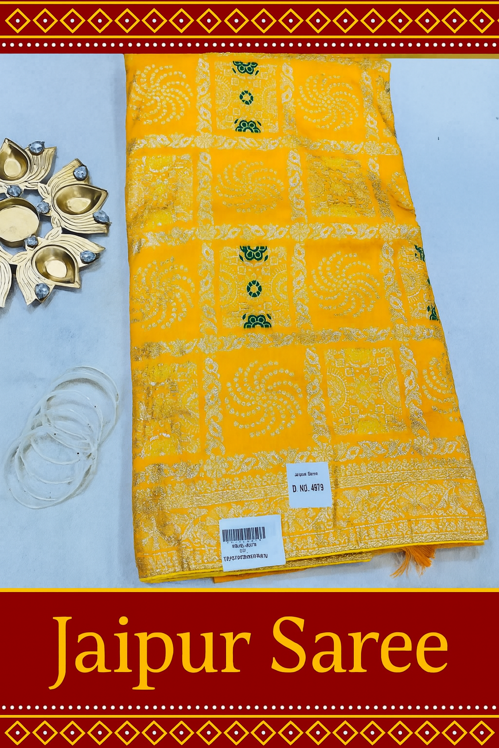 Radiant Yellow Jaipur Saree with Traditional Zari Work