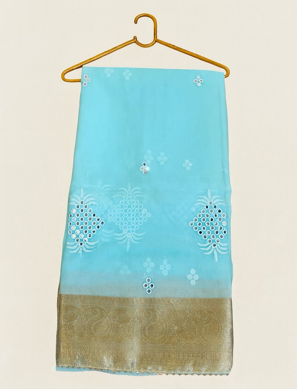 Aqua Grace Mirrorwork Saree