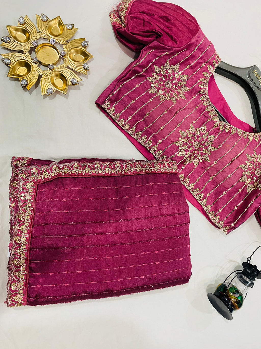 Royal Maroon Embroidered  Saree with Designer Blouse