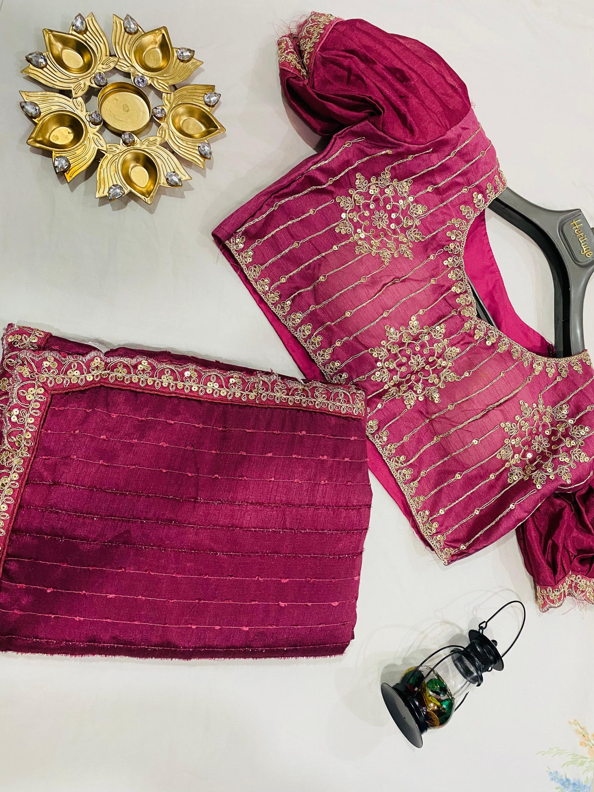Royal Maroon Embroidered  Saree with Designer Blouse