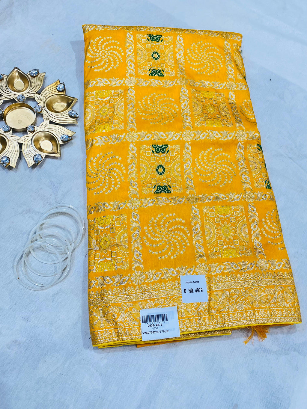 Radiant Yellow Jaipur Saree with Traditional Zari Work