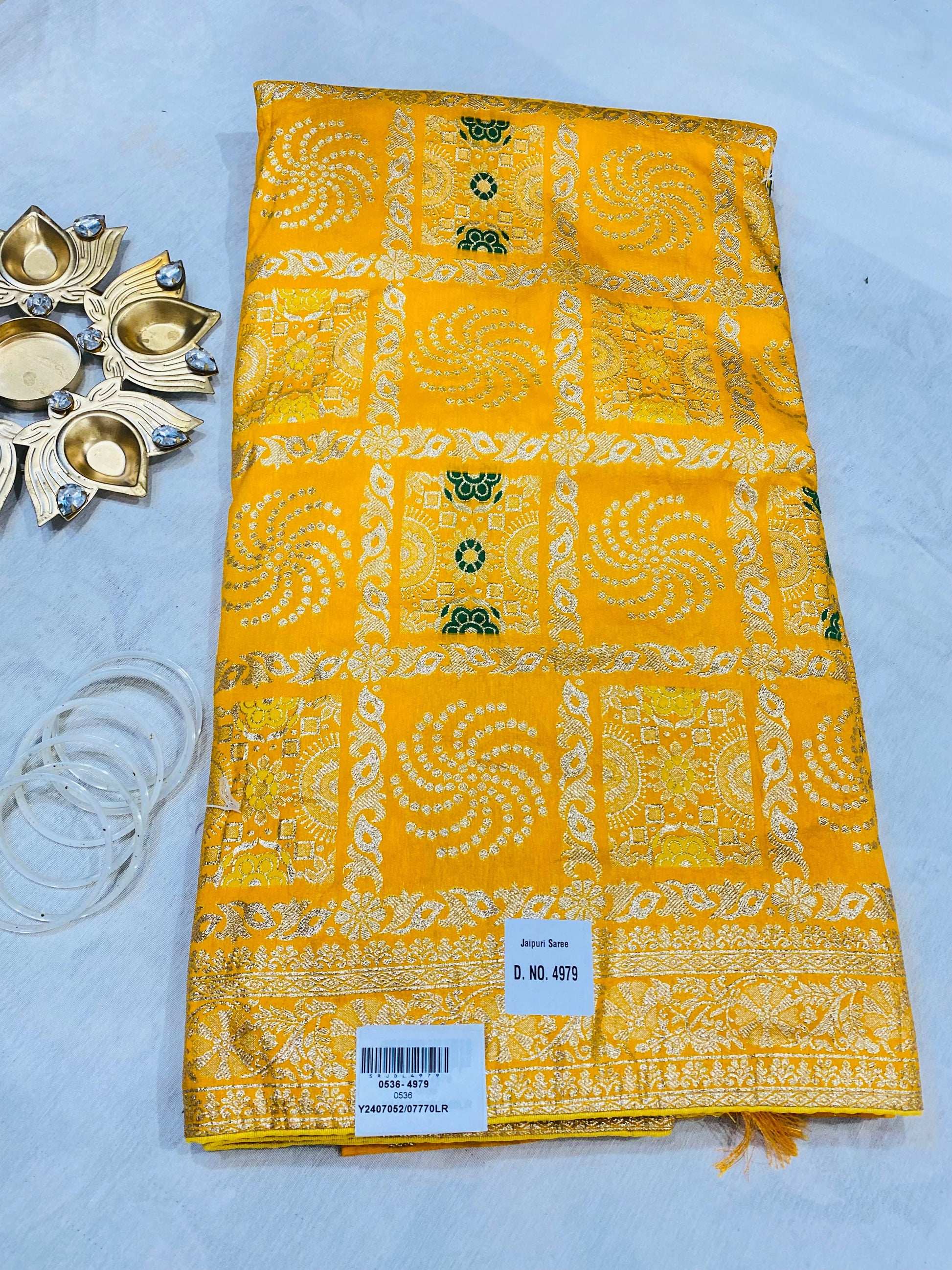 Radiant Yellow Jaipur Saree with Traditional Zari Work