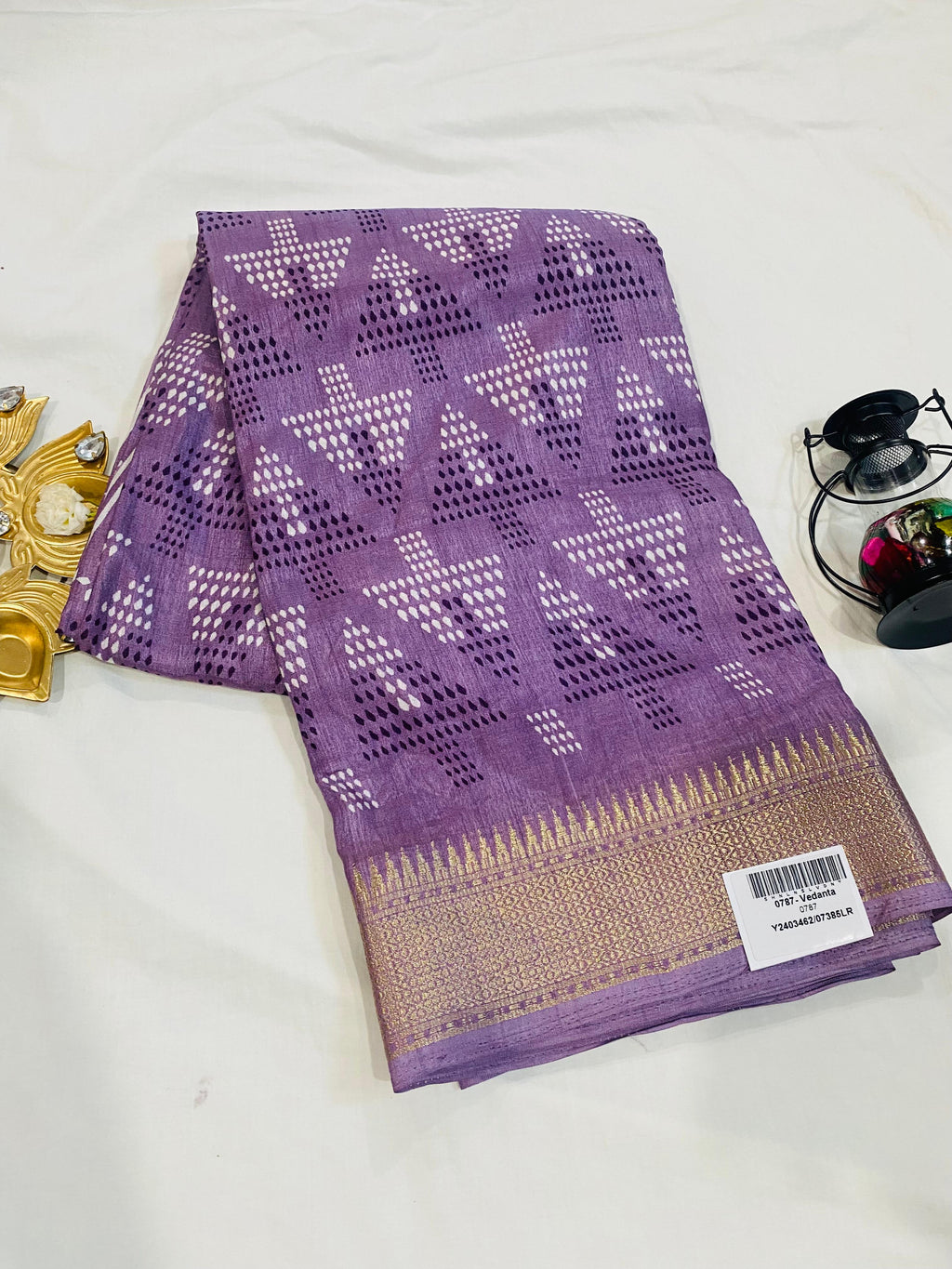 Royal Violet Patola Saree with Golden Zari Border