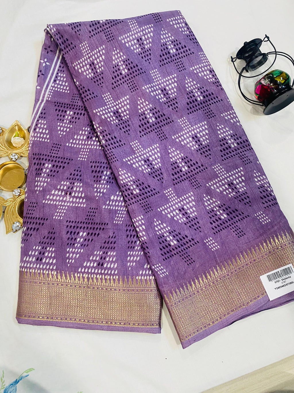 Royal Violet Patola Saree with Golden Zari Border