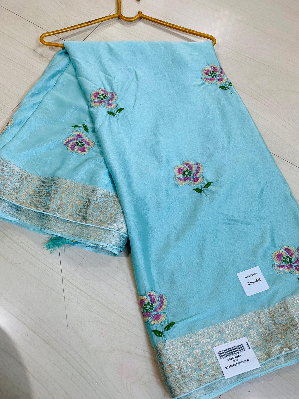 Blossom Breeze Aqua Saree
